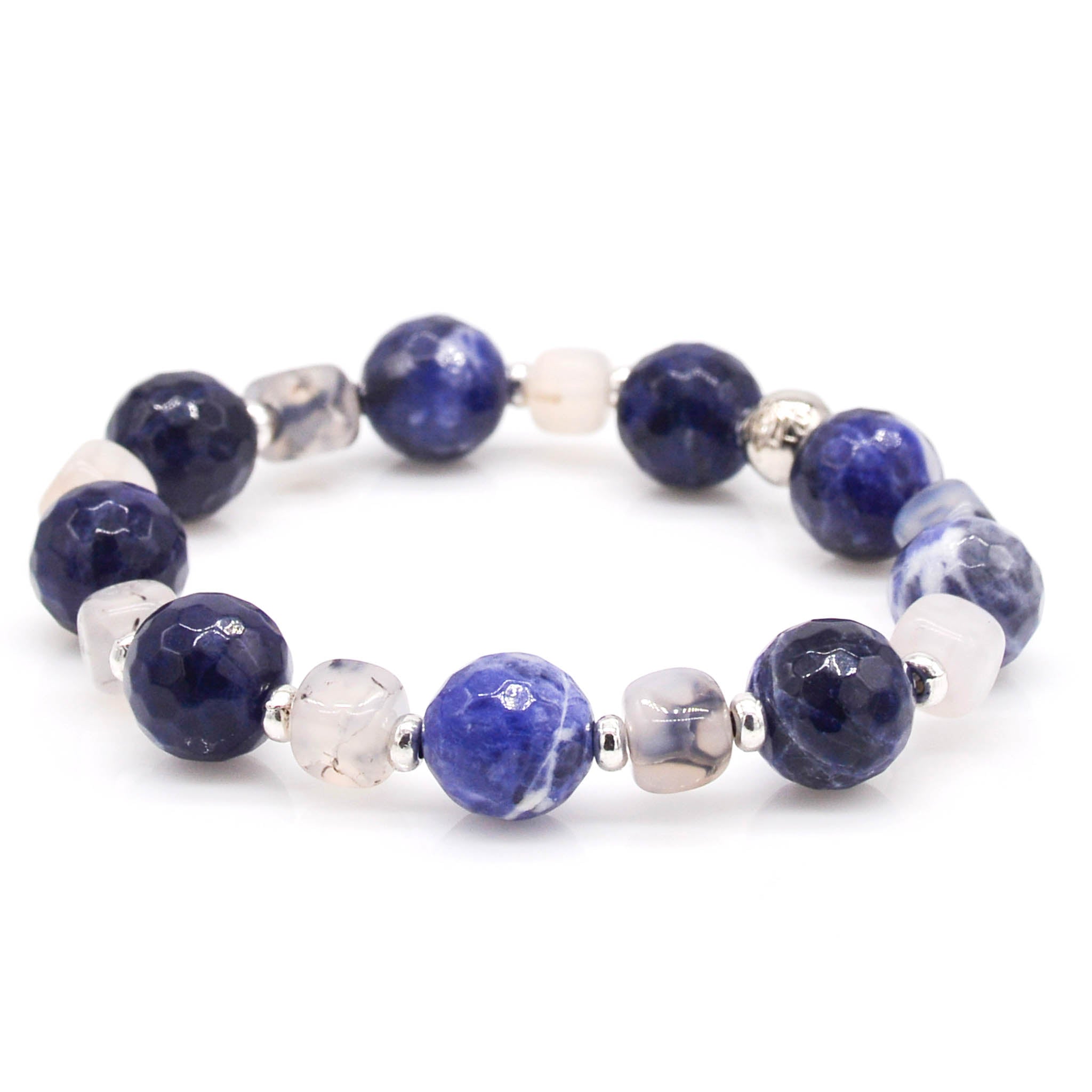Blue sodalite and white dragon agate bracelet