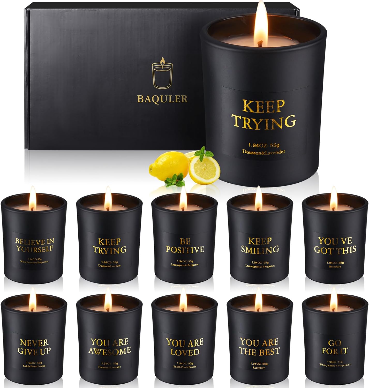 Motivational Aromatherapy Scented Candle Set (10 pc)