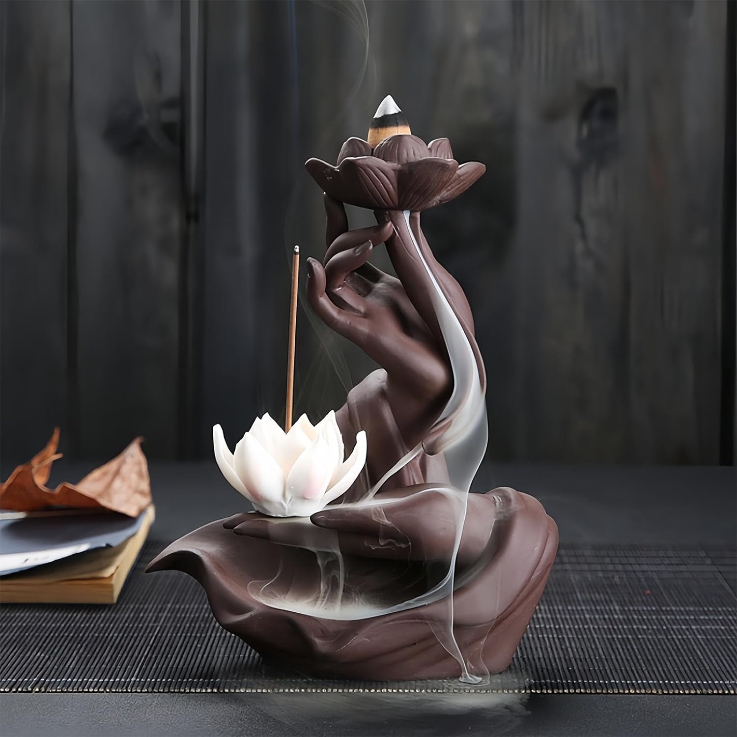Lotus in Hand Ceramic Backflow Incense Burner