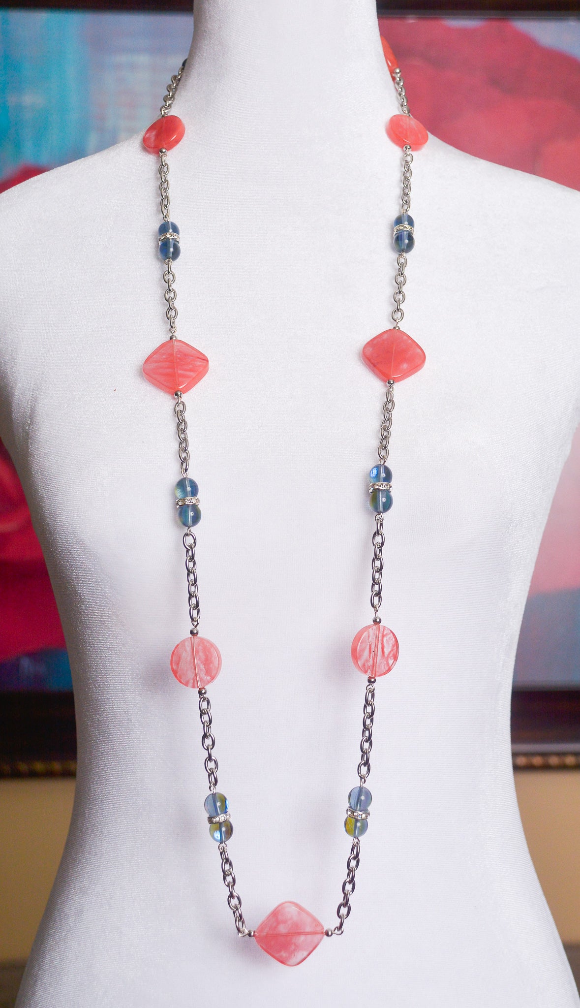 Celestial Harmony Necklace with Blue Mystic Quartz & Strawberry Quartz