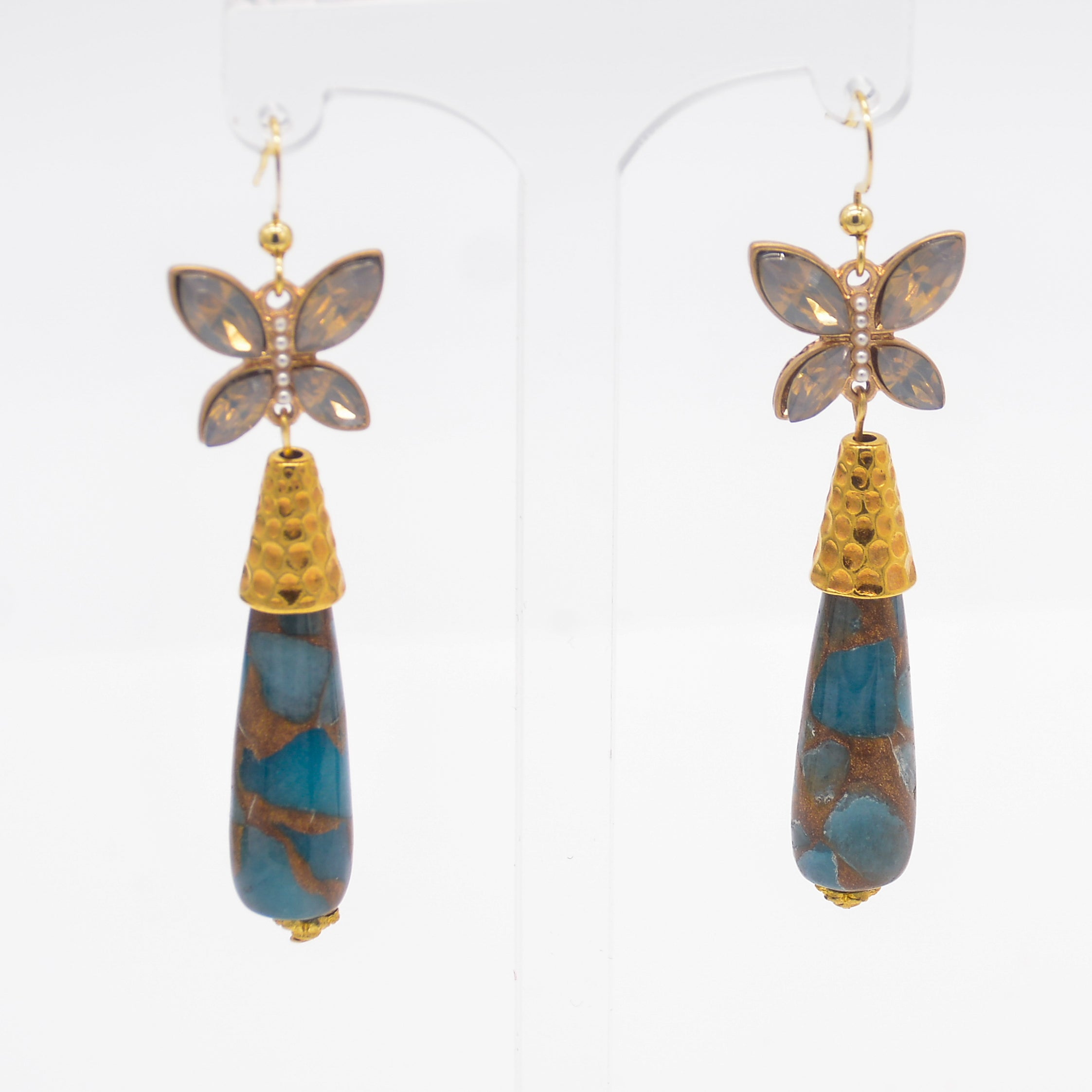 Positive Discernment Mosaic Quartz Butterfly Earrings