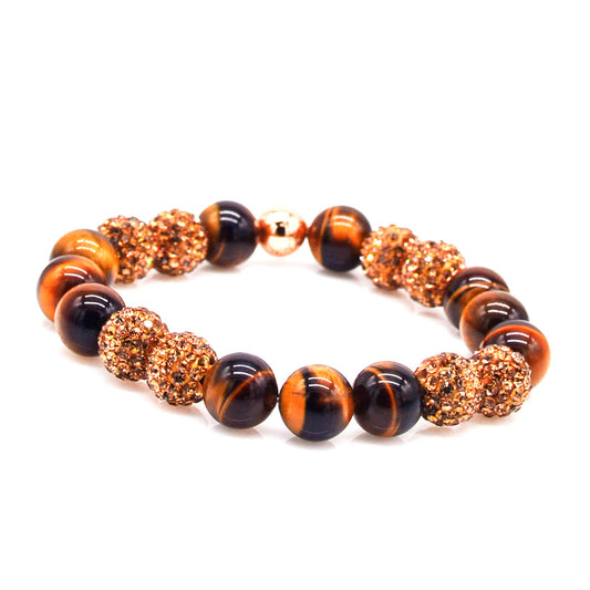 Golden Guardian Tiger's Eye Shamballa Stretch Bracelet - Faith2Felicity