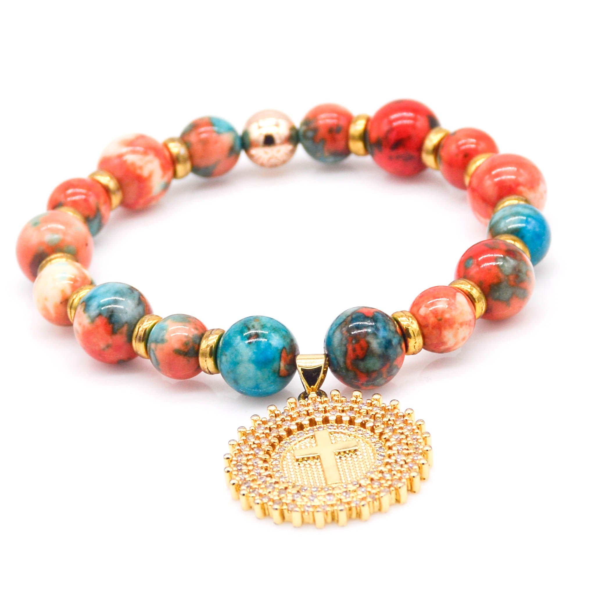 Harmonious Beauty Rain Flower Jasper Stretch Bracelet - Faith2Felicity