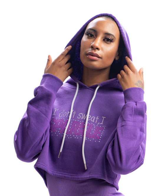 "I Don't Sweat I Sparkle" Crop Hoodie - Faith2Felicity