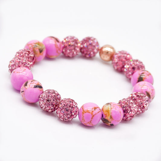 Serene Grace Pink MOP & Shamballa Bead Bracelet - Symbol of Compassion & Harmony - Faith2Felicity