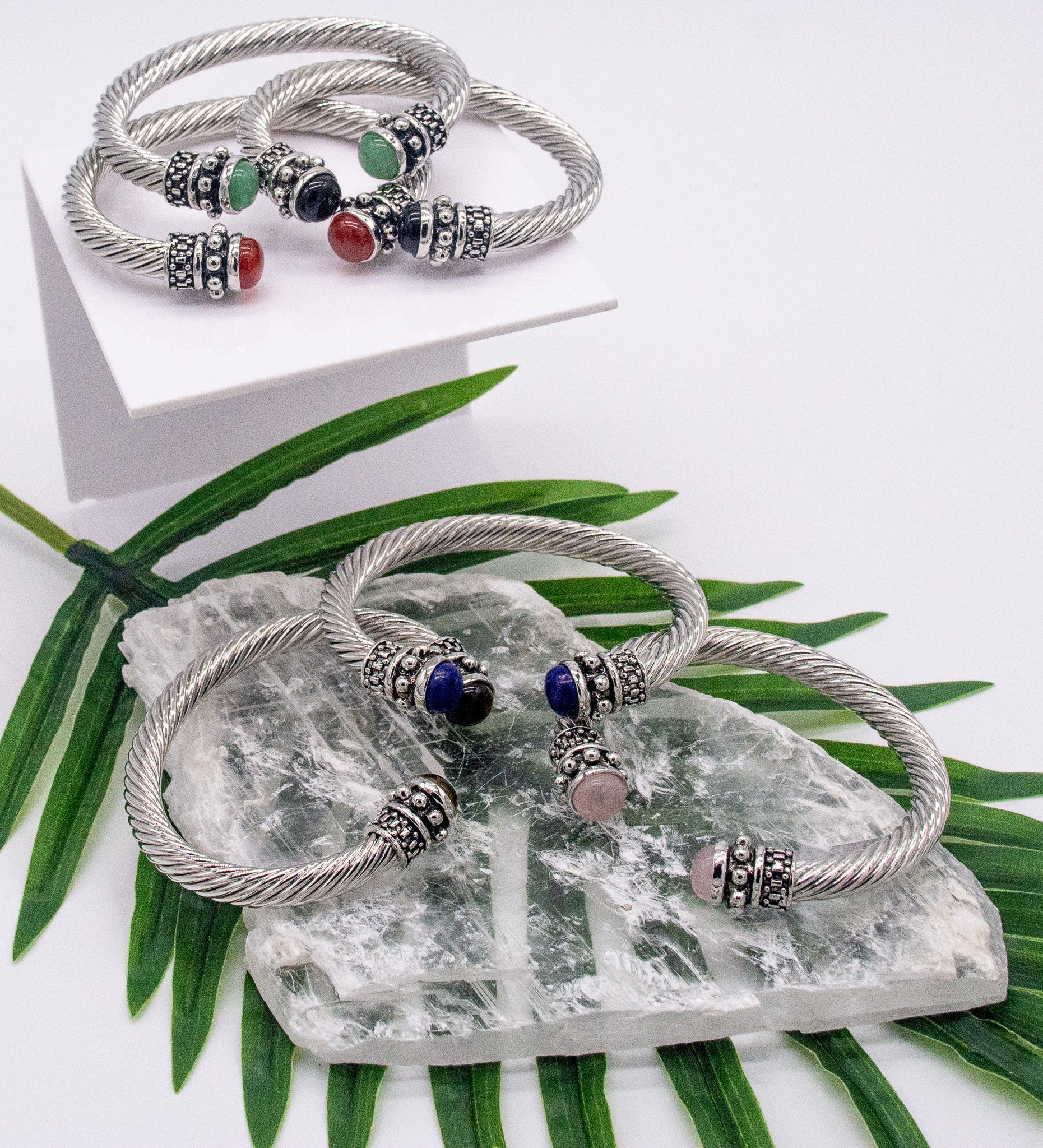 Stainless Steel Cable & Crystal Bangles – A Touch of Elegance & Spiritual Connection - Faith2Felicity