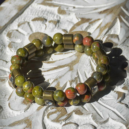 Unakite Bangle Stretch Bracelet - Faith2Felicity