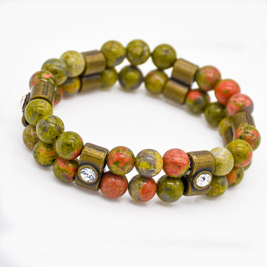 Unakite Bangle Stretch Bracelet - Faith2Felicity